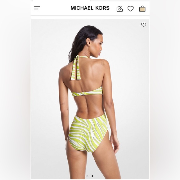 Michael Kors Zebra Print Cut Out One Piece Limeade - Picture 2 of 4
